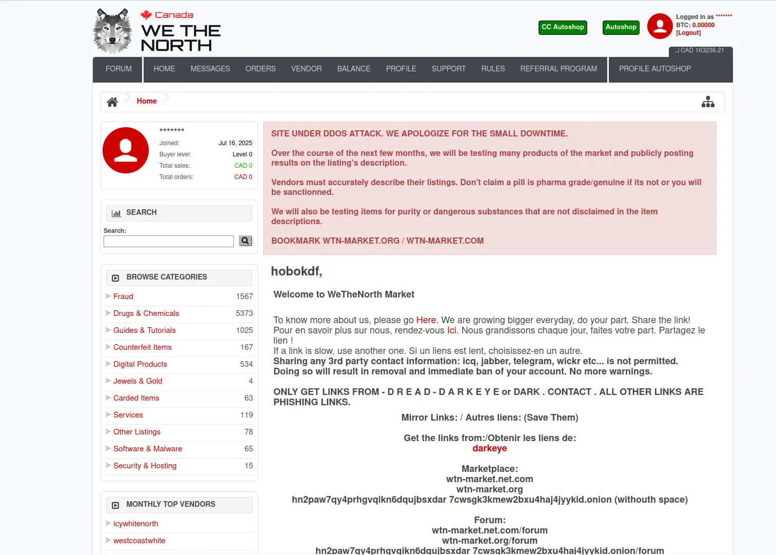 WeTheNorth Market FAQ - Common questions about Canadian darknet marketplace